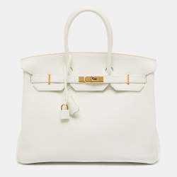 Hermès Blanc Togo Leather Gold Finish Birkin 35 Bag