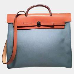 Hermes Blue Canvas Toile Herbag Tote