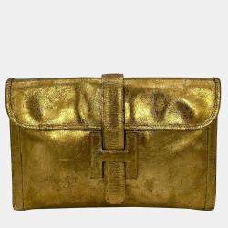Hermes Gold Foil Jige PM Clutch