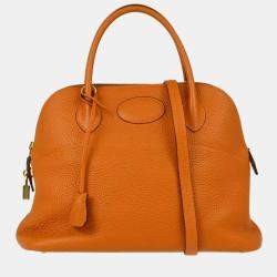 Hermes Orange Taurillon Clemence Leather Bolide 31 Handbag