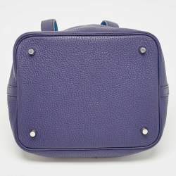 Hermes Bleu Encre/Bleu Zellige Taurillon Clemence Leather Picotin Lock 22 Bag