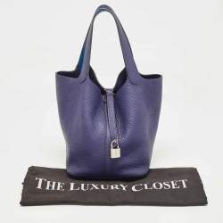 Hermes Bleu Encre/Bleu Zellige Taurillon Clemence Leather Picotin Lock 22 Bag