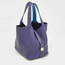 Hermes Bleu Encre/Bleu Zellige Taurillon Clemence Leather Picotin Lock 22 Bag