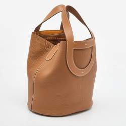 Pre Owned Hermès Gold Taurillon Clemence and Swift Leather In The Loop 23 Bag