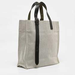 Hermes Vert Cypress/Natural Canvas and Vache Leather Etriviere Tote