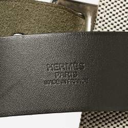 Hermes Vert Cypress/Natural Canvas and Vache Leather Etriviere Tote