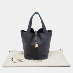 Hermès Bleu Nuit/Noir/Bleu Zanzibar Taurillon Clemence Leather Picotin Lock 22 Bag