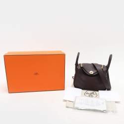 Hermes Rouge Sellier Swift Leather Gold Finish Mini Lindy Shoulder Bag