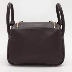 Hermes Rouge Sellier Swift Leather Gold Finish Mini Lindy Shoulder Bag
