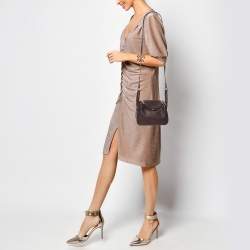 Hermes Rouge Sellier Swift Leather Gold Finish Mini Lindy Shoulder Bag