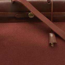 Pre Owned Hermes Rouge H Toile and Leather Herbag Zip 39 Bag