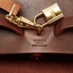 Pre Owned Hermes Rouge H Toile and Leather Herbag Zip 39 Bag