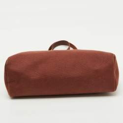 Pre Owned Hermes Rouge H Toile and Leather Herbag Zip 39 Bag