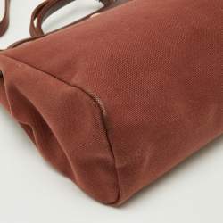 Pre Owned Hermes Rouge H Toile and Leather Herbag Zip 39 Bag