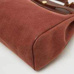 Pre Owned Hermes Rouge H Toile and Leather Herbag Zip 39 Bag