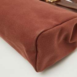 Pre Owned Hermes Rouge H Toile and Leather Herbag Zip 39 Bag