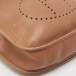 Pre Owned Hermes Gold Taurillon Clemence Leather Evelyne III GM Bag