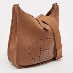 Pre Owned Hermes Gold Taurillon Clemence Leather Evelyne III GM Bag