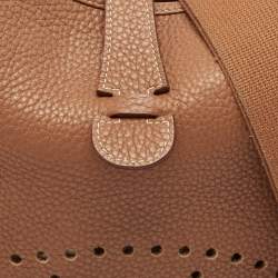 Pre Owned Hermes Gold Taurillon Clemence Leather Evelyne III GM Bag