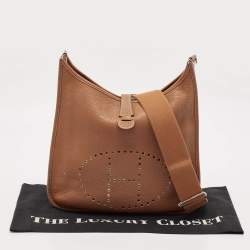 Pre Owned Hermes Gold Taurillon Clemence Leather Evelyne III GM Bag