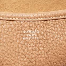 Pre Owned Hermes Gold Taurillon Clemence Leather Evelyne III GM Bag