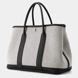 Hermes Ecru/Black Negonda Leather Toile H Garden Party TPM Bag