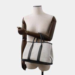 Hermes Ecru/Black Negonda Leather Toile H Garden Party TPM Bag