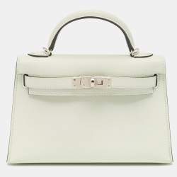 Hermès Vert Fizz Epsom Leather Palladium Finish Mini Kelly II Sellier 20 Bag