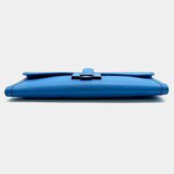 مملوكة مسبقًا Hermes Blue Leather Jige clutch bag