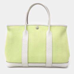 Hermes White Yellow Canvas And Leather Garden Party 30 Bag