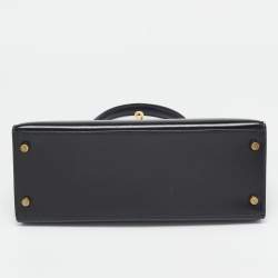 Hermes Noir Box Leather Gold Finish Kelly Sellier 28 Bag