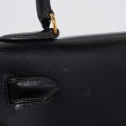 Hermes Noir Box Leather Gold Finish Kelly Sellier 28 Bag