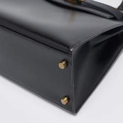 Hermes Noir Box Leather Gold Finish Kelly Sellier 28 Bag