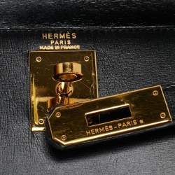 Hermes Noir Box Leather Gold Finish Kelly Sellier 28 Bag