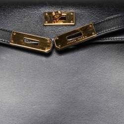 Hermes Noir Box Leather Gold Finish Kelly Sellier 28 Bag