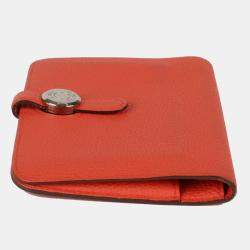 Hermes Orange Togo Leather Dogon Compact Wallet