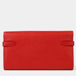 Hermes Rouge Casaque Leather Kelly Long Wallet