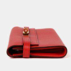 Hermes Rouge Casaque Leather Kelly Long Wallet