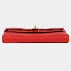 Hermes Rouge Casaque Leather Kelly Long Wallet