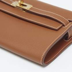 Hermes Gold Epsom Leather Kelly To Go Wallet