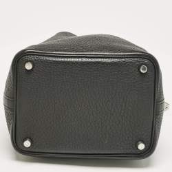 Hermes Noir Taurillon Clemence Leather Picotin Lock 18 Bag