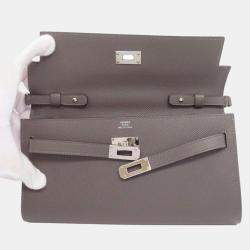 Hermes Gray Epsom Leather Kelly To Go Long Wallet
