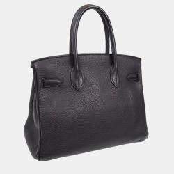 Pre Owned Hermes Black Taurillon Clemence Birkin 30 Handbag