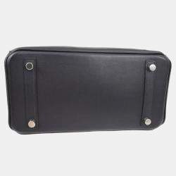 Hermes Black Swift Palladium Finish Birkin 25 Handbag