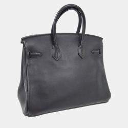 Hermes Black Swift Palladium Finish Birkin 25 Handbag