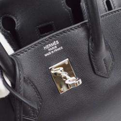 Hermes Black Swift Palladium Finish Birkin 25 Handbag