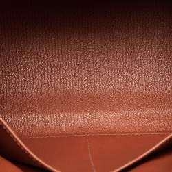 Pre Owned Hermès Brique/Celeste/Cardamome Clemence/Tadelakt/Chevre Leather Palladium Finish Kellygraphie "Lettre E" Kelly Sellier 28 Bag