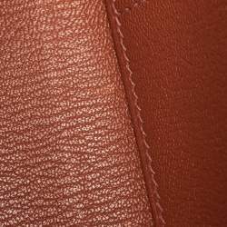 Pre Owned Hermès Brique/Celeste/Cardamome Clemence/Tadelakt/Chevre Leather Palladium Finish Kellygraphie "Lettre E" Kelly Sellier 28 Bag