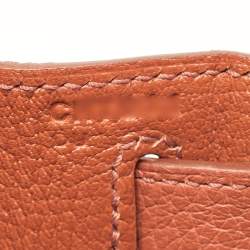 Pre Owned Hermès Brique/Celeste/Cardamome Clemence/Tadelakt/Chevre Leather Palladium Finish Kellygraphie "Lettre E" Kelly Sellier 28 Bag