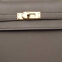 Pre Owned Hermes Etain Epsom Leather Gold Finish Kelly Sellier 25 Bag